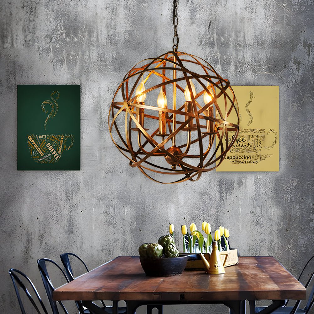 Industrial Style Iron Lines LED Chandelier for Modern Dining Room