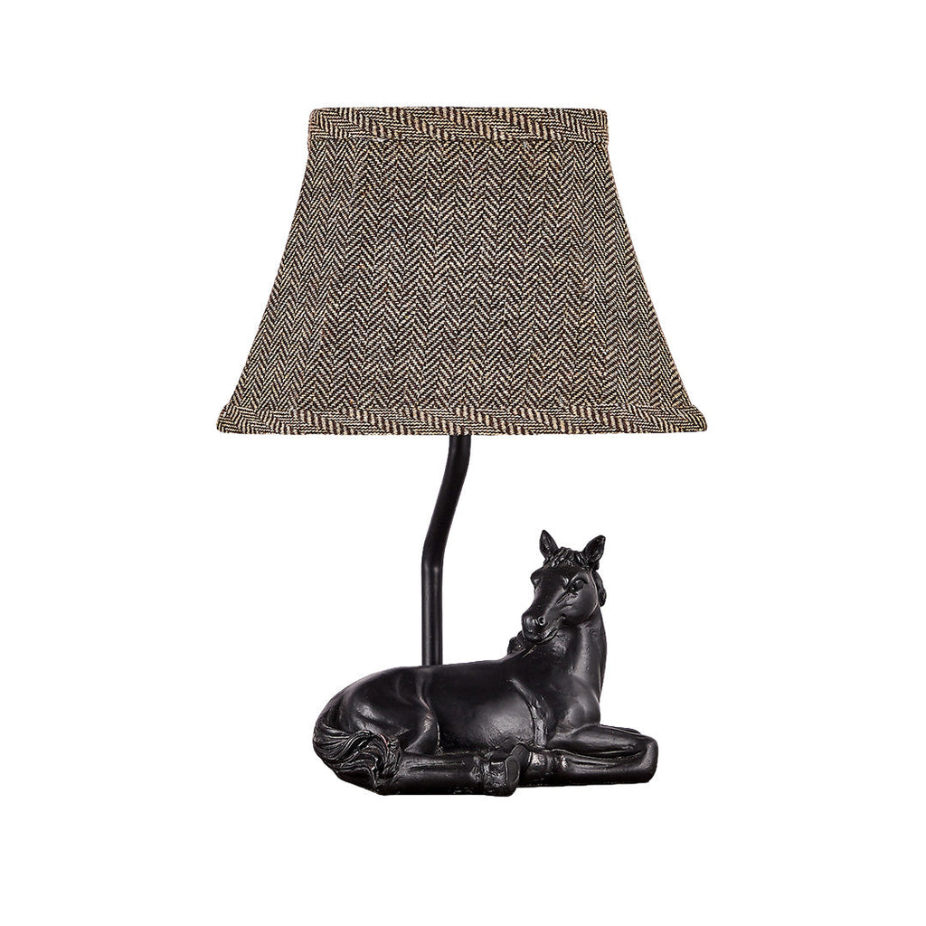 Elegant European-Style Horse Table Lamp with Cloth Shade for Decor