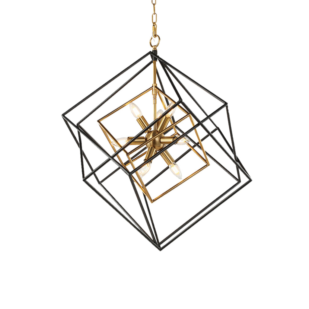 Dual-Color Industrial Iron Square Pendant Lights for Kitchen & Dining Room