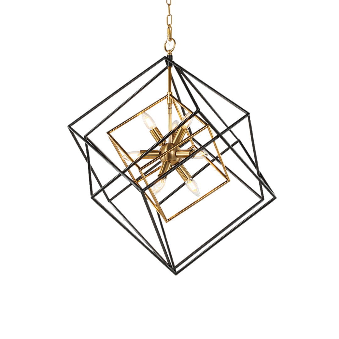 Dual-Color Industrial Iron Square Pendant Lights for Kitchen & Dining Room