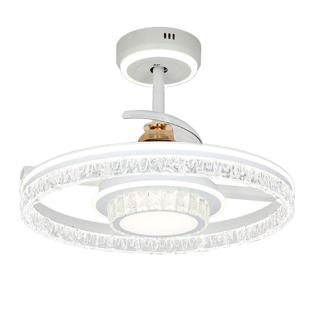 White Aluminum Nordic Ceiling Fan with Round Light for Modern Homes