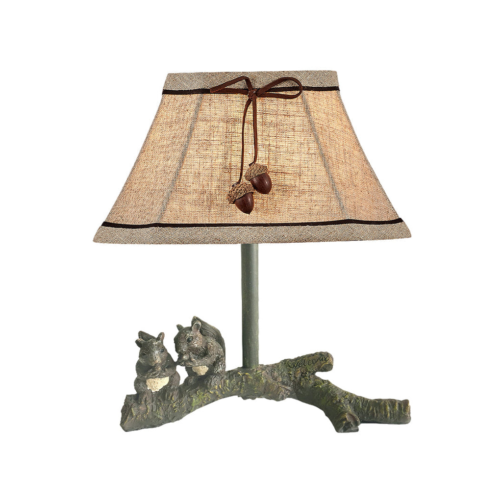 Rustic French-Style Squirrel Resin Table Lamp for Bedroom Décor