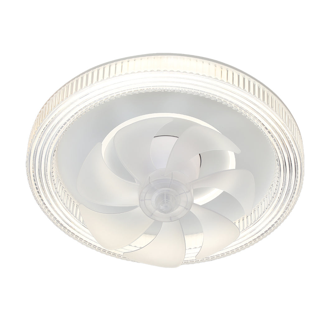 Modern White Circular Ceiling Fan with LED Light for Living Room Decor