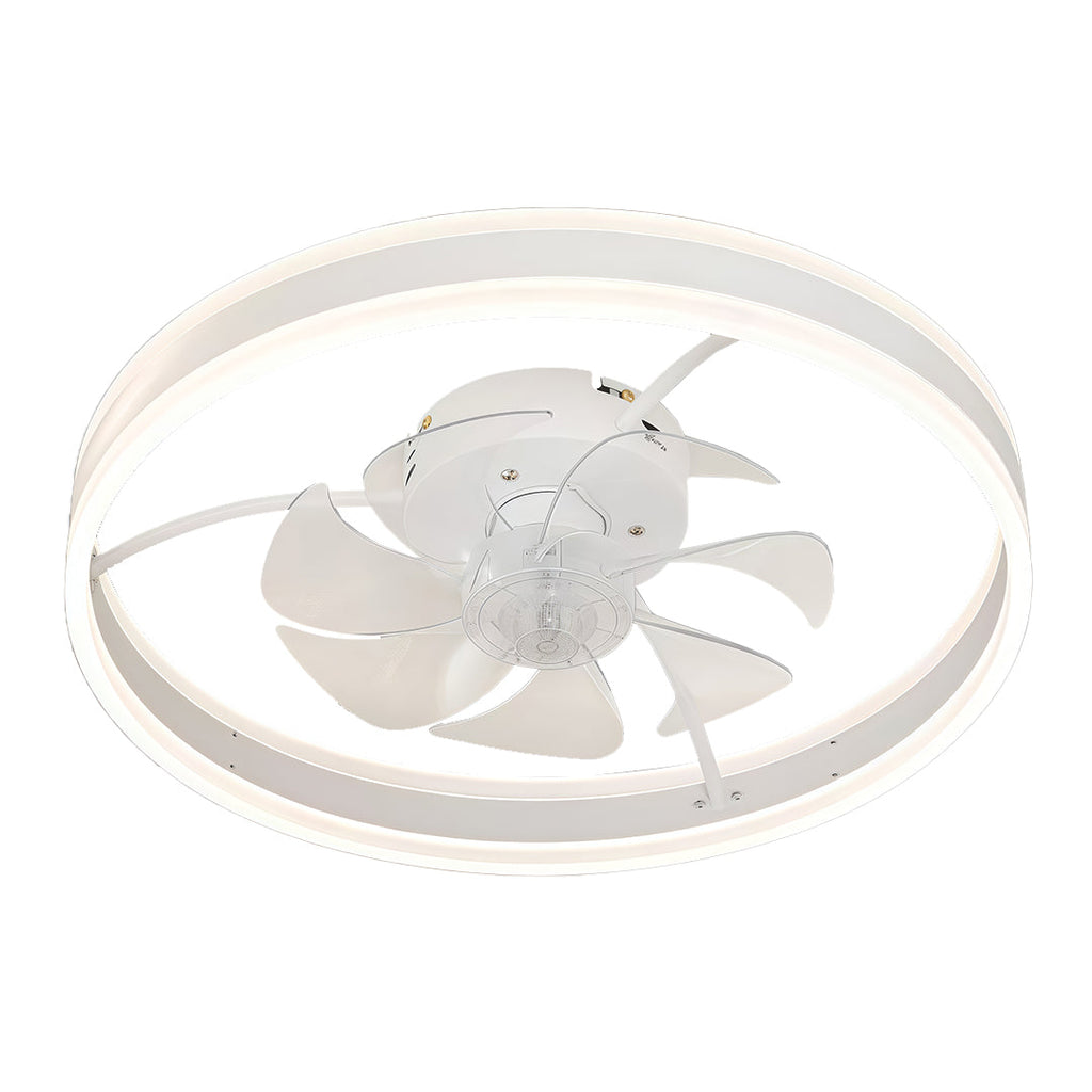 Contemporary White Plastic Ceiling Fan with LED Light for Living Room