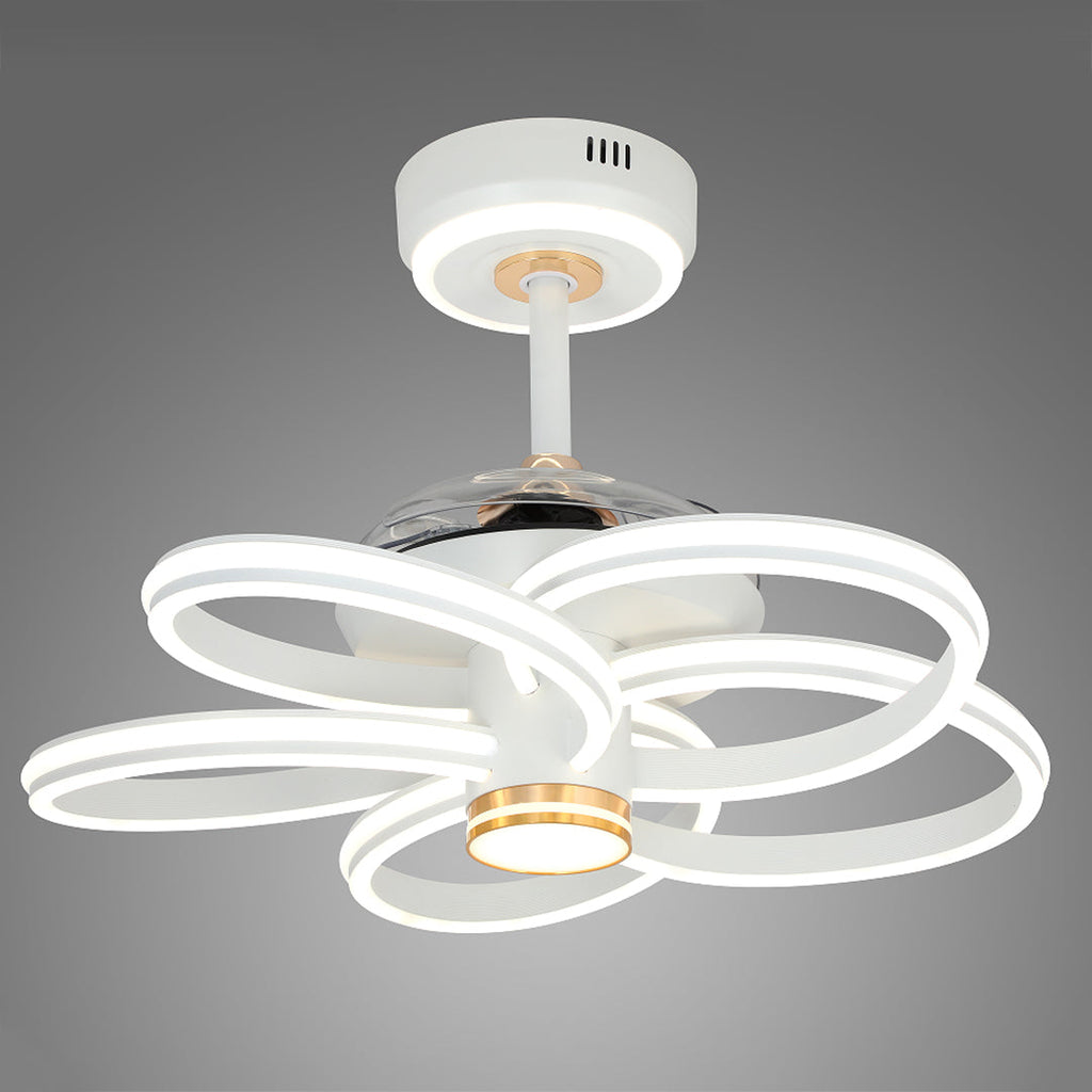 White Iron Art Ceiling Fan with Light for Modern Living Spaces