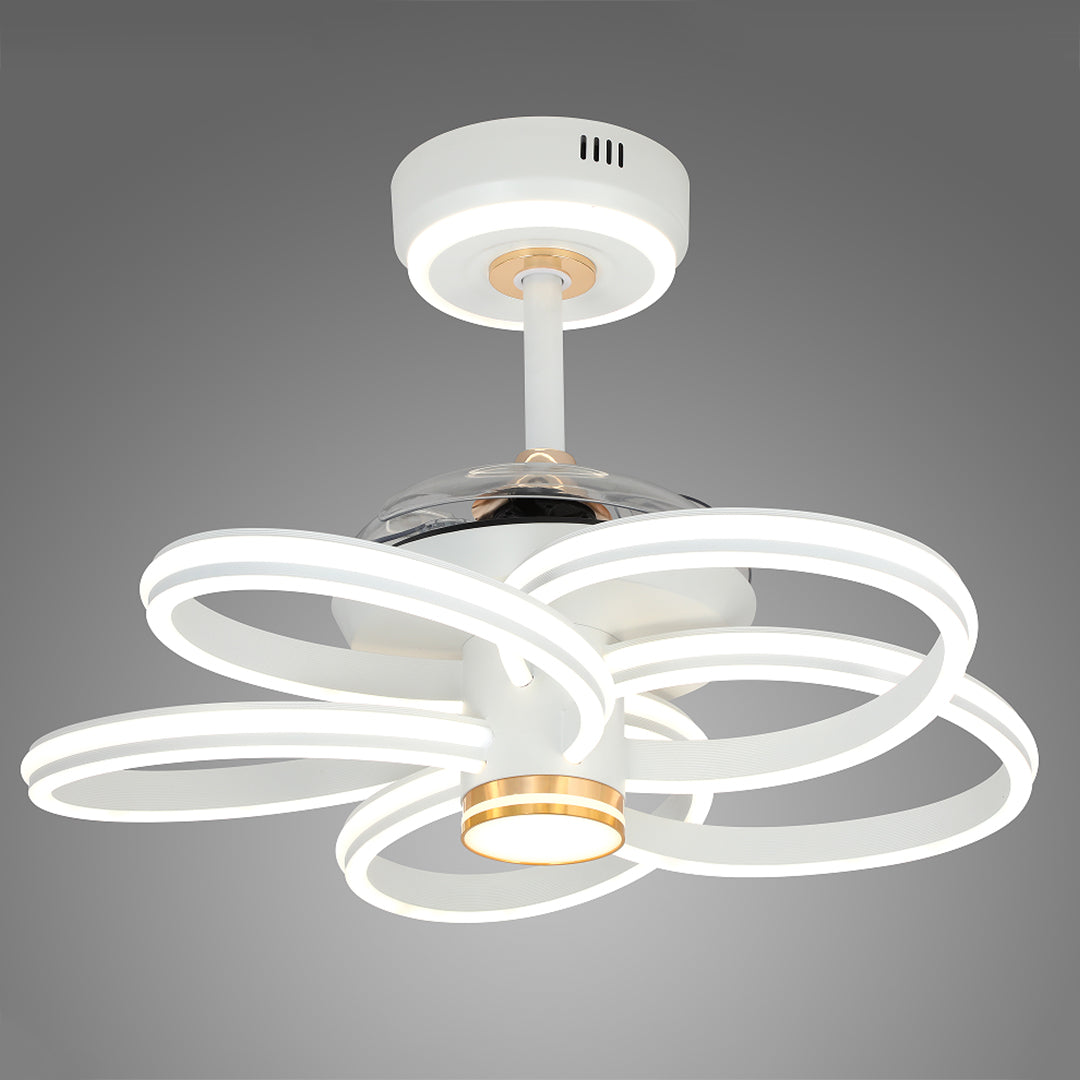 White Iron Art Ceiling Fan with Light for Modern Living Spaces