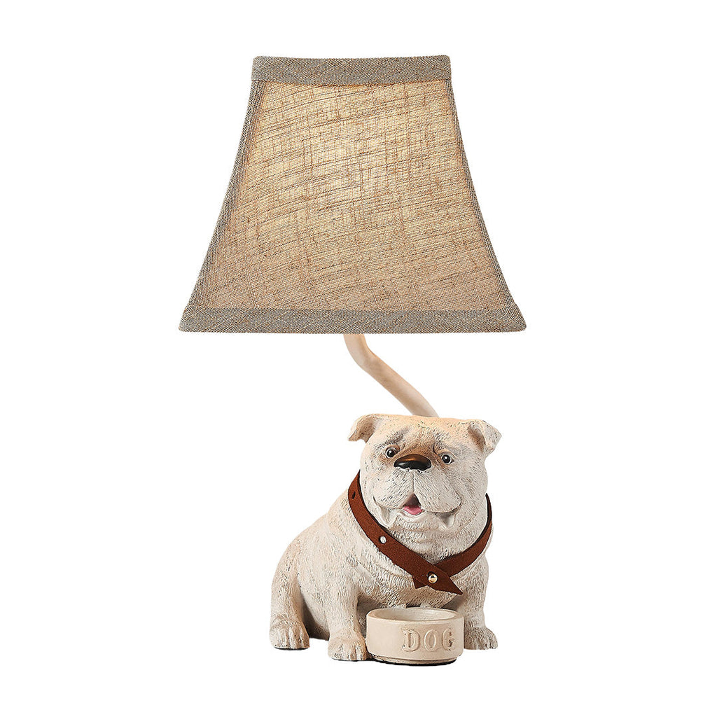 Elegant Mid-Century White Resin Dog Table Lamp for Living Room Decor