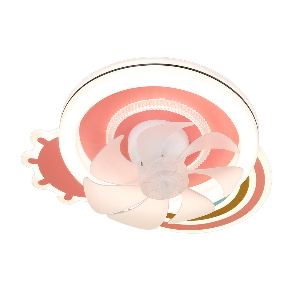 Elegant Pink and White LED Dimmable Ceiling Fan Light for Bedrooms