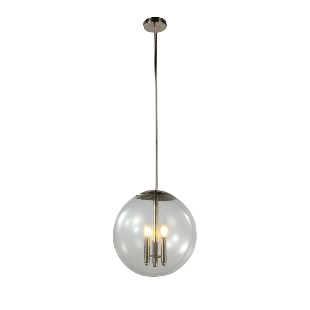 Contemporary Silver Glass Orb Pendant Light for Living Room or Dining Room