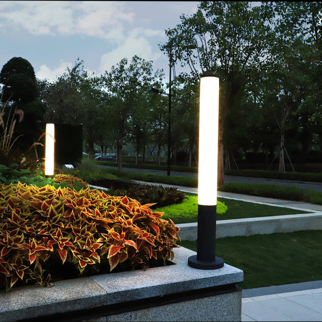 Sleek Black Waterproof Modern Pathway Bollard Lights for Outdoor Use