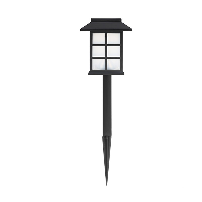 Modern Black LED Square Pavilion Solar Garden Stake Lights for Outdoors