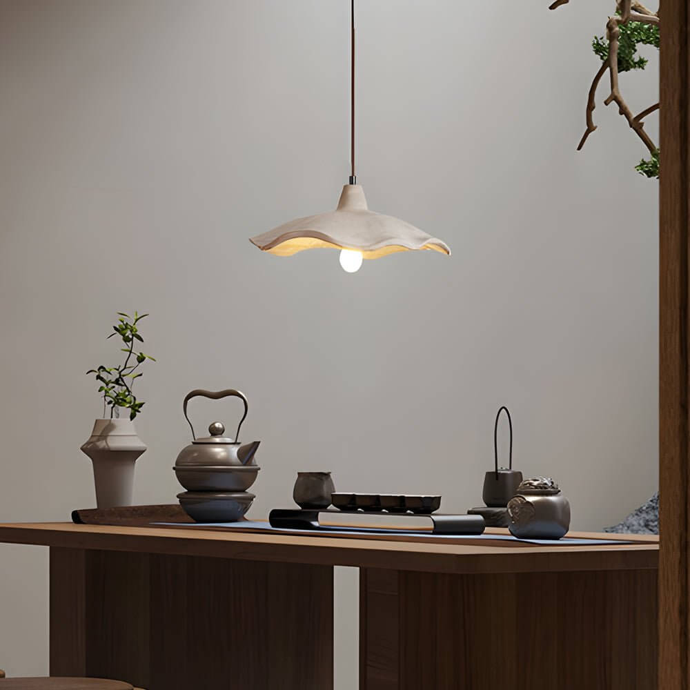 Elegant Wavy Cement Pendant Light Fixture for Modern Dining Room Decor