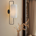 Elegant Japanese-Inspired LED Wall Sconce with Striped Fabric Shade