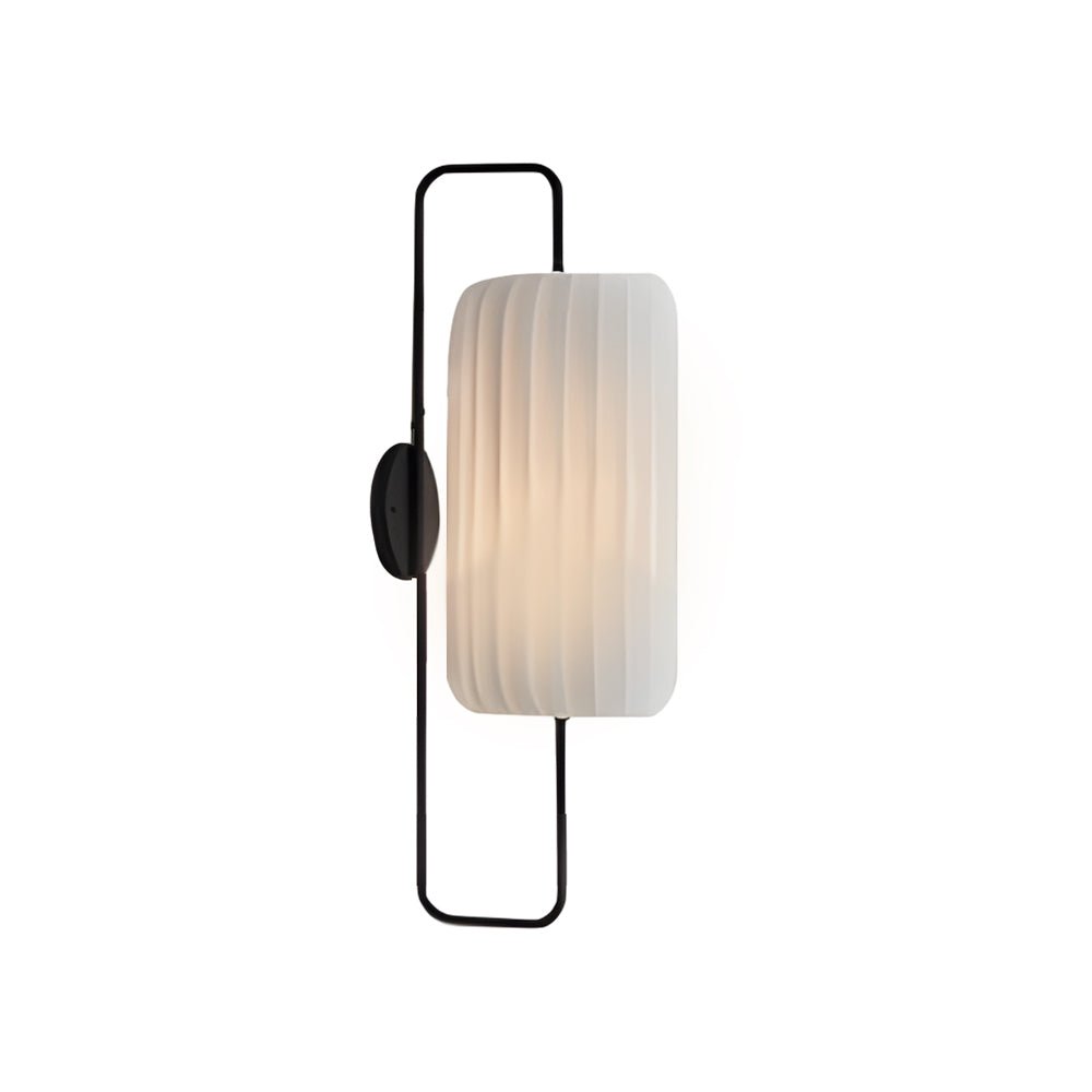 Elegant Japanese-Inspired LED Wall Sconce with Striped Fabric Shade