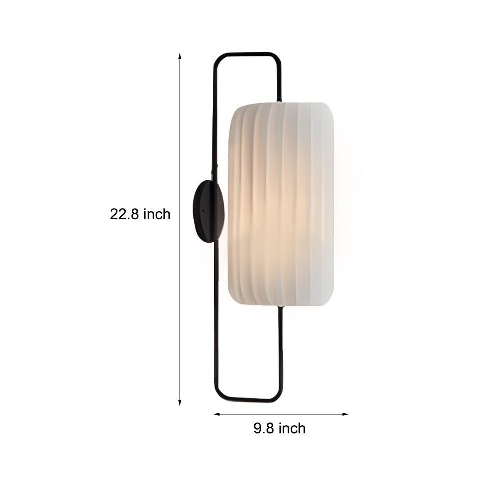 Elegant Japanese-Inspired LED Wall Sconce with Striped Fabric Shade