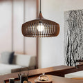 Natural Japanese Wood 1-Light Pendant Fixture for Rustic Home Décor