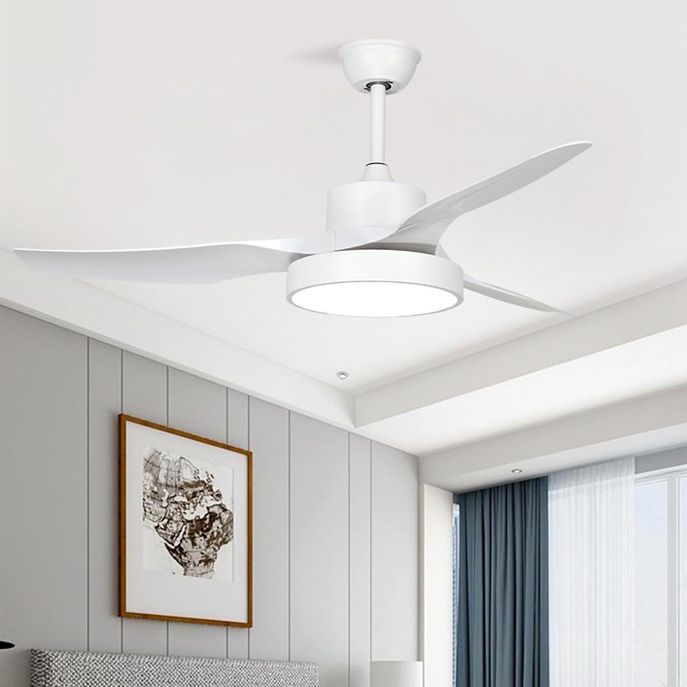 Rustic 3-Blade Wood Ceiling Fan with LED Light for Living Room Bedroom