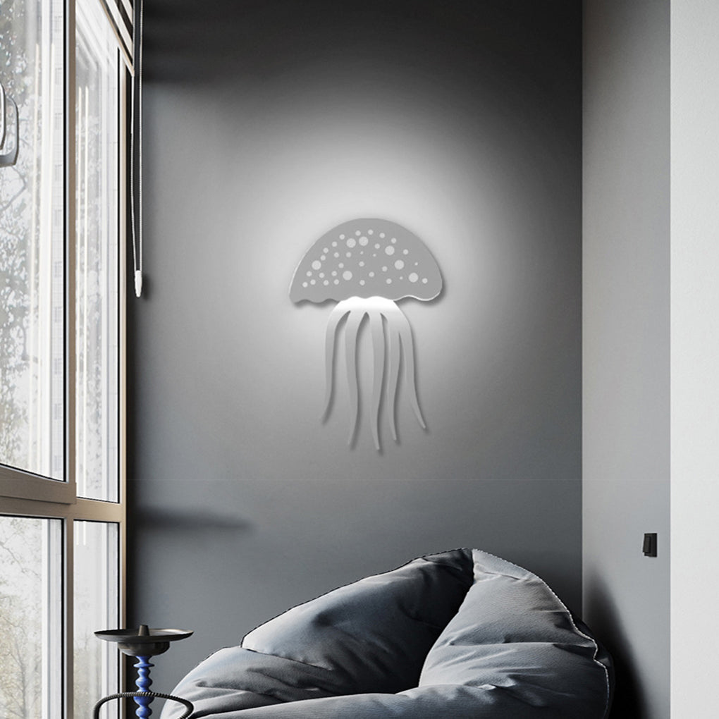 Modern White LED Jellyfish Wall Light Fixture for Bedroom Decor