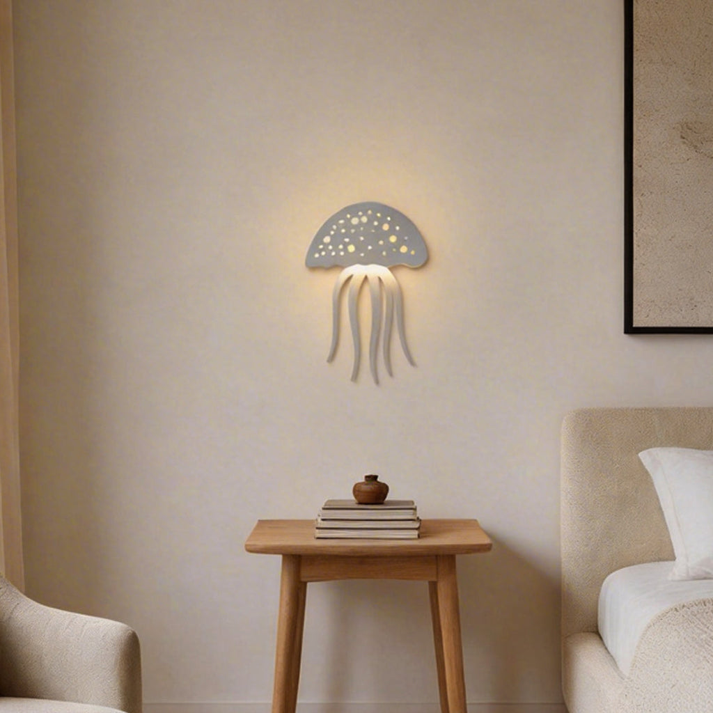 Modern White LED Jellyfish Wall Light Fixture for Bedroom Decor