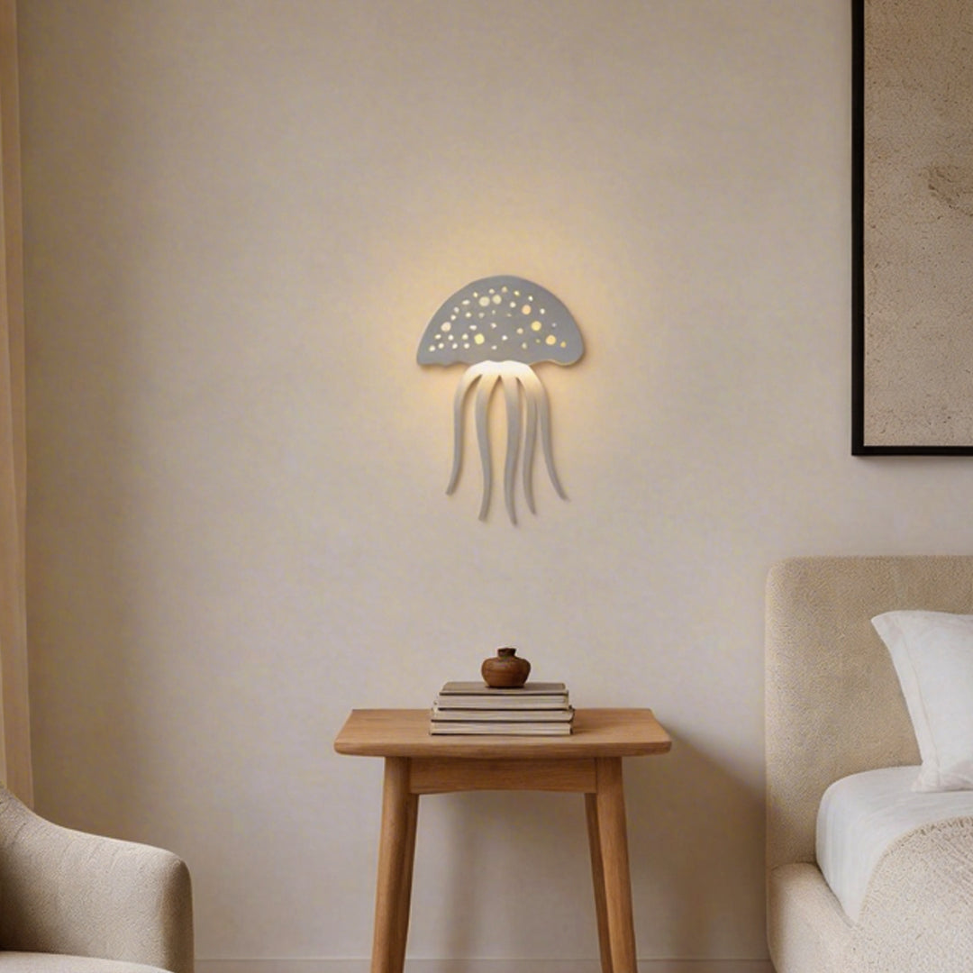 Modern White LED Jellyfish Wall Light Fixture for Bedroom Decor
