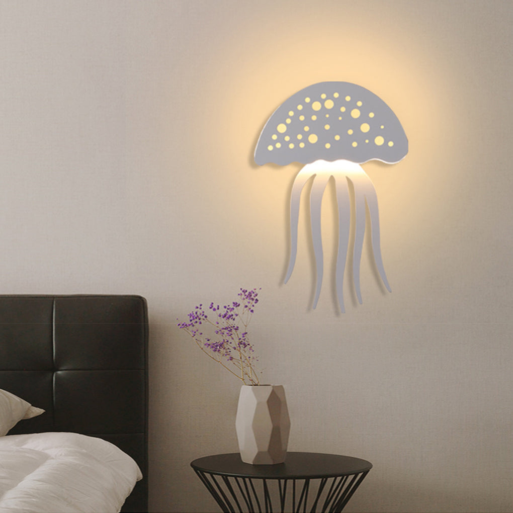 Modern White LED Jellyfish Wall Light Fixture for Bedroom Decor