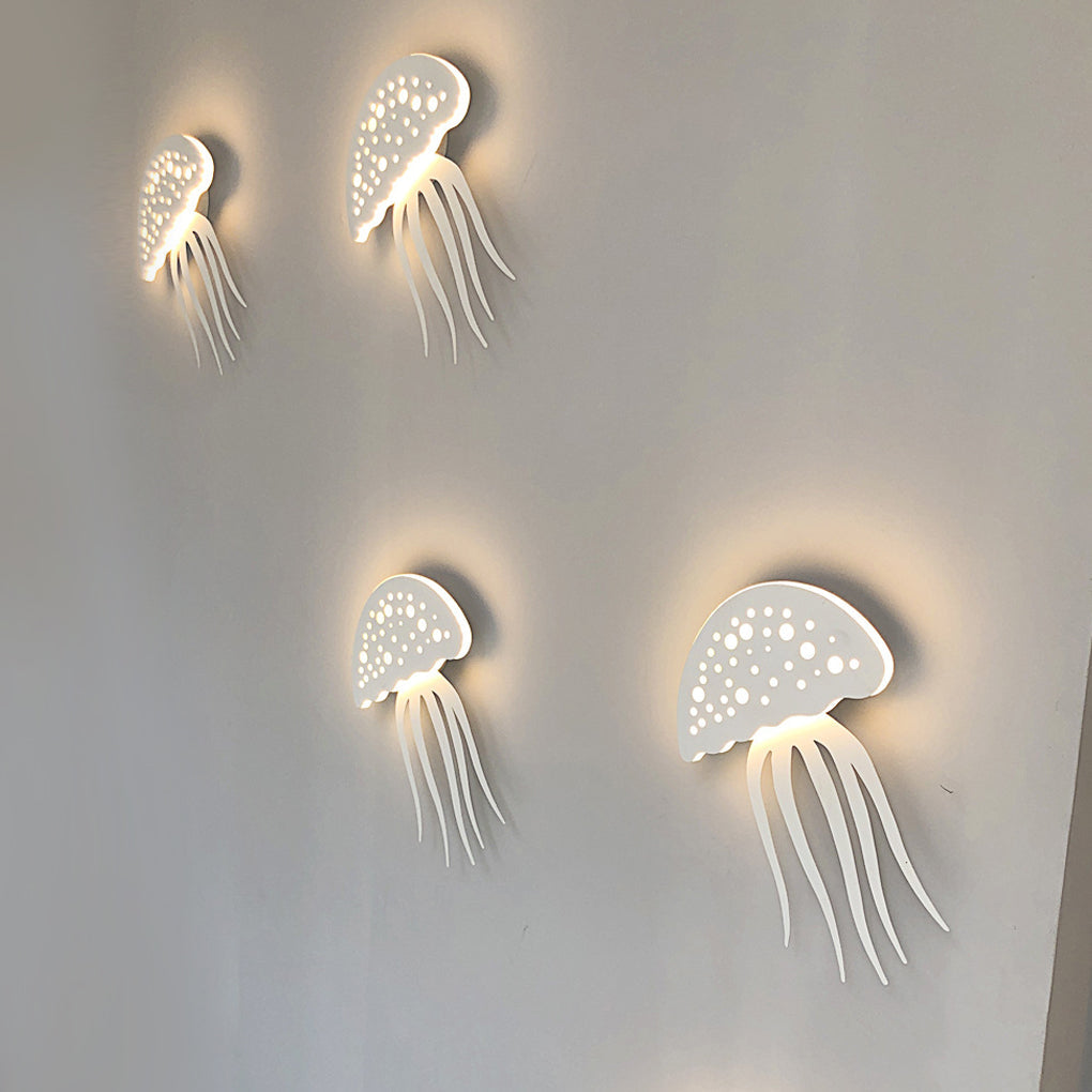 Modern White LED Jellyfish Wall Light Fixture for Bedroom Decor