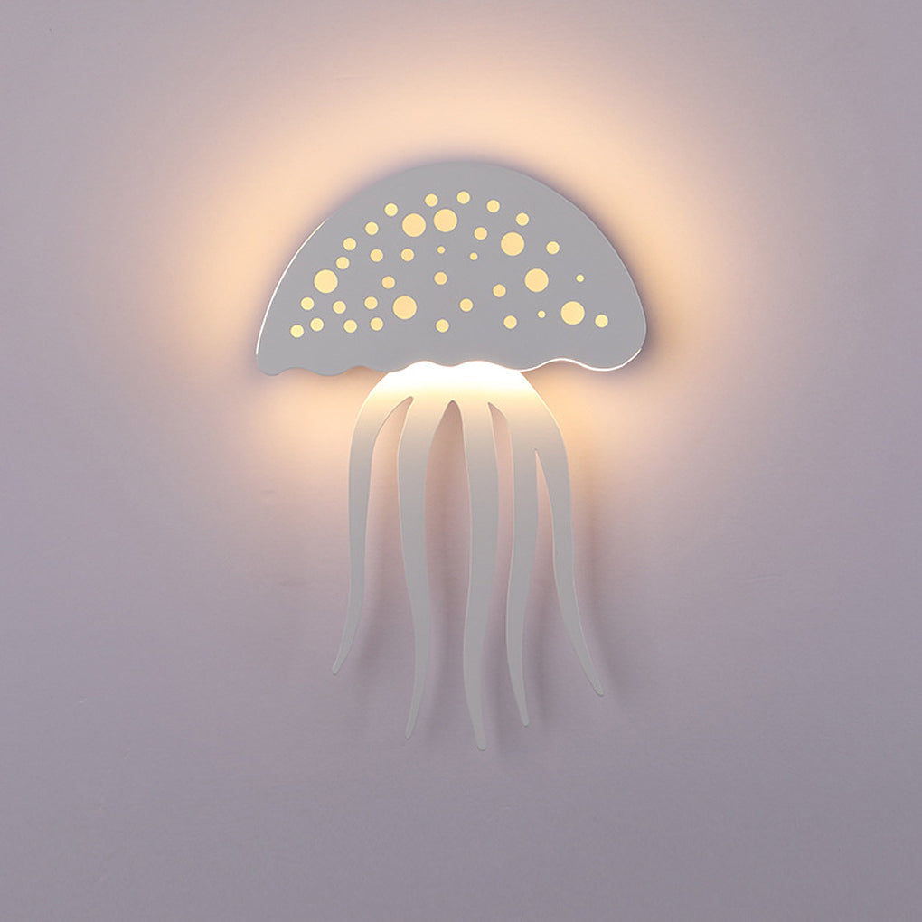 Modern White LED Jellyfish Wall Light Fixture for Bedroom Decor