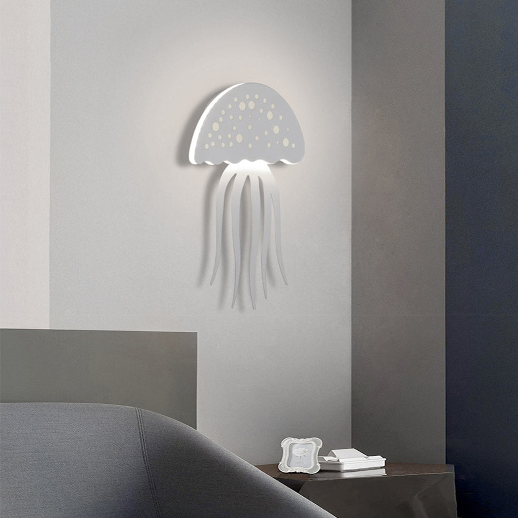 Modern White LED Jellyfish Wall Light Fixture for Bedroom Decor