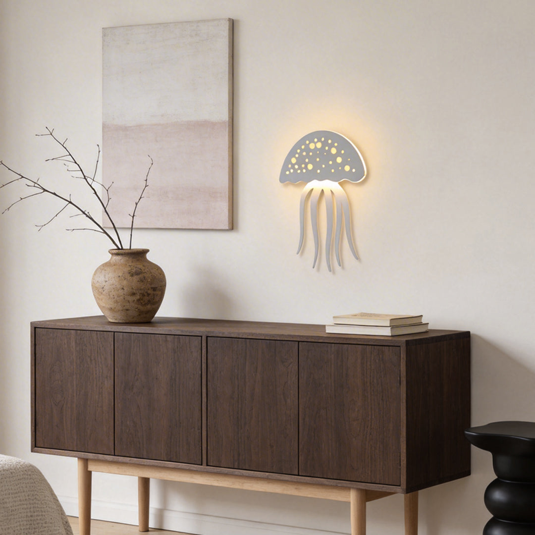 Modern White LED Jellyfish Wall Light Fixture for Bedroom Decor