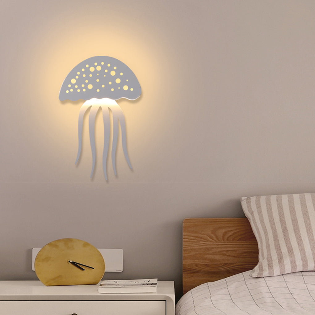 Modern White LED Jellyfish Wall Light Fixture for Bedroom Decor