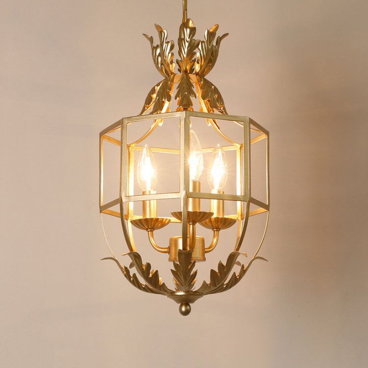 Rustic Vintage Wrought Iron 3-Light Lantern Chandelier for Home Decor
