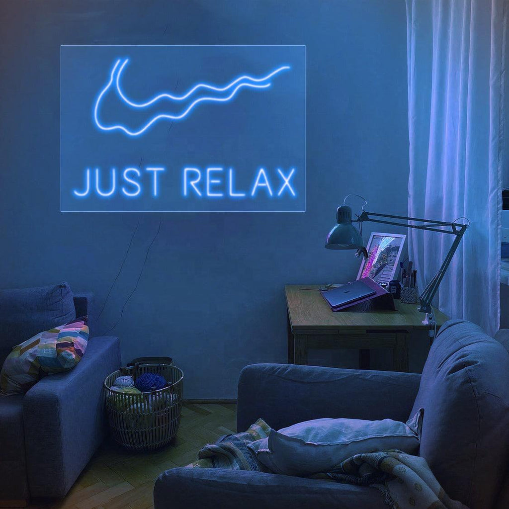 Chic Pink LED Neon Wall Sign 'Just Relax' for Cozy Bedroom Decor