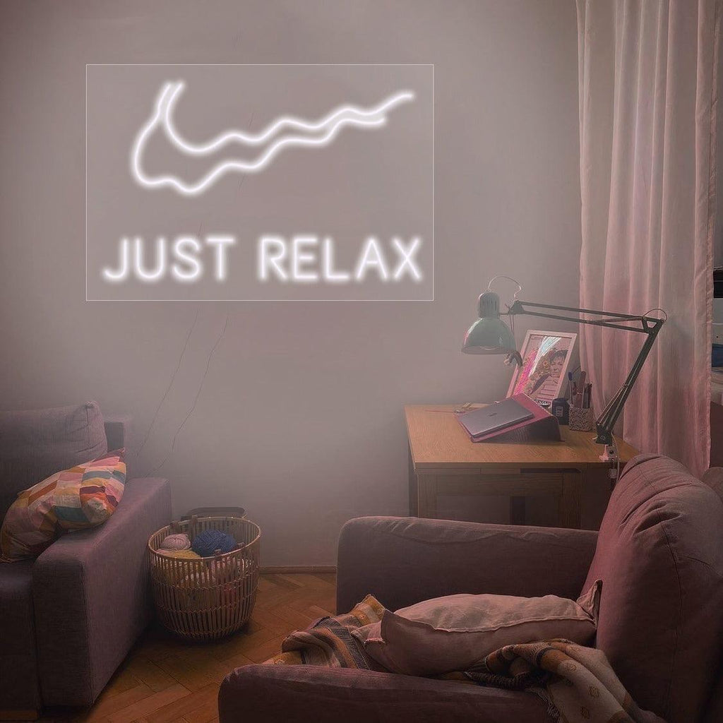 Chic Pink LED Neon Wall Sign 'Just Relax' for Cozy Bedroom Decor