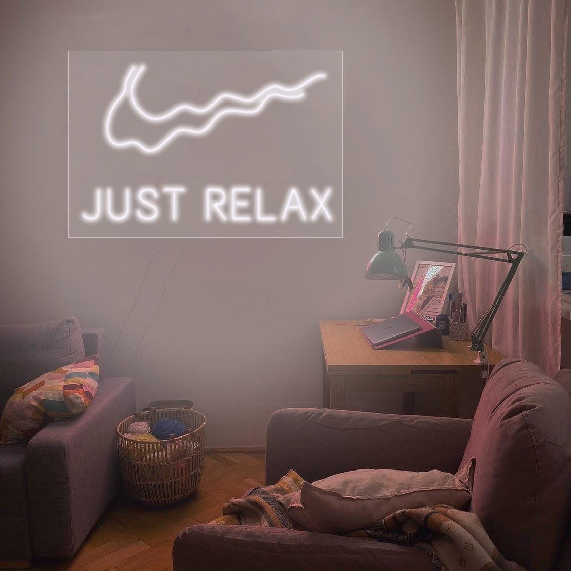 Chic Pink LED Neon Wall Sign 'Just Relax' for Cozy Bedroom Decor