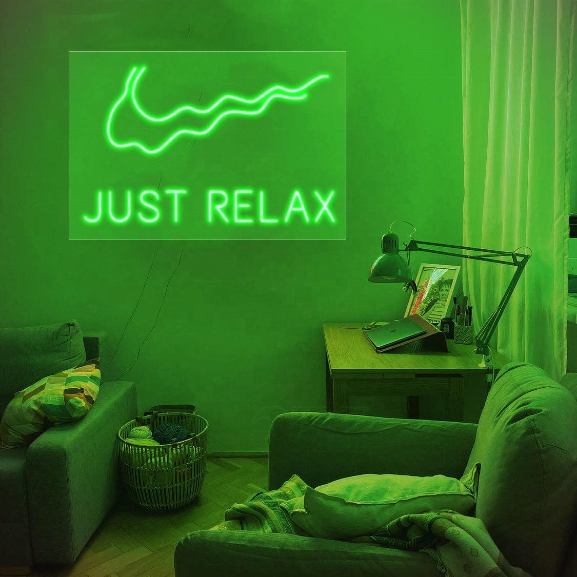 Chic Pink LED Neon Wall Sign 'Just Relax' for Cozy Bedroom Decor
