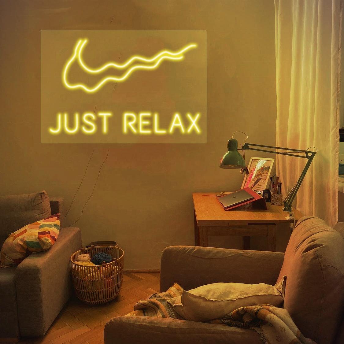 Chic Pink LED Neon Wall Sign 'Just Relax' for Cozy Bedroom Decor