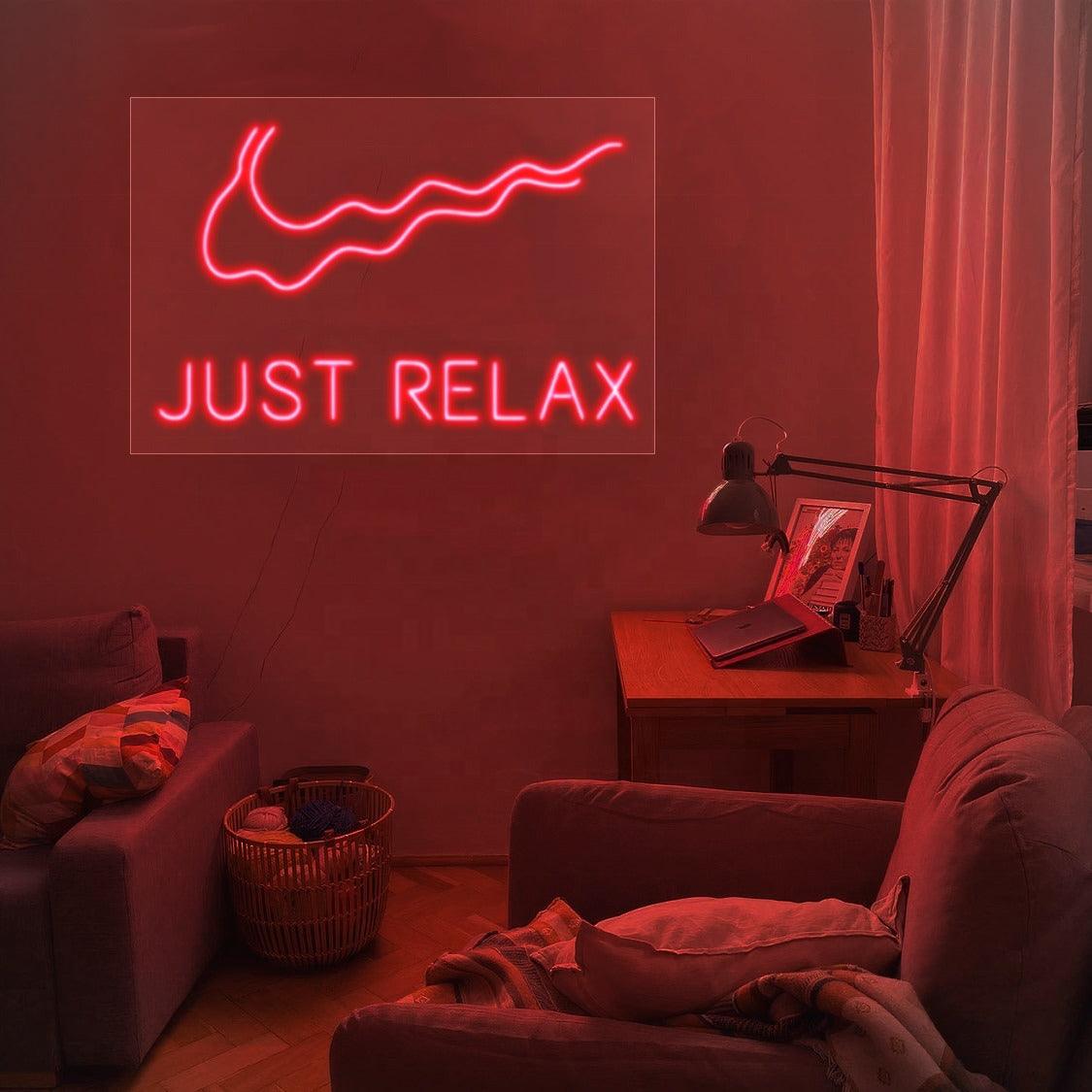 Chic Pink LED Neon Wall Sign 'Just Relax' for Cozy Bedroom Decor