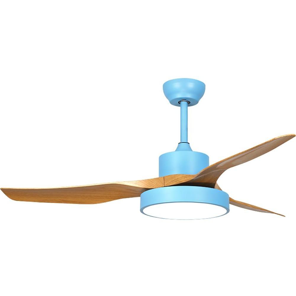 Rustic 3-Blade Wood Ceiling Fan with LED Light for Living Room Bedroom