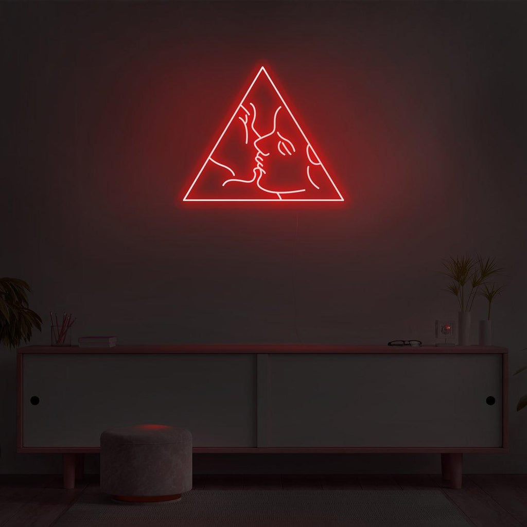 Modern Pink Acrylic 'Kiss' LED Neon Wall Sign for Bedroom Decor