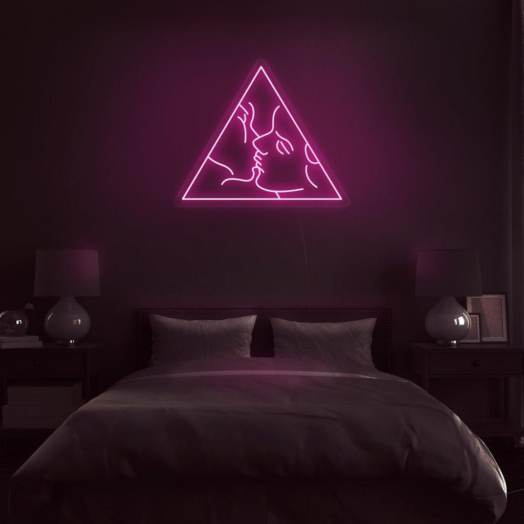 Modern Pink Acrylic 'Kiss' LED Neon Wall Sign for Bedroom Decor