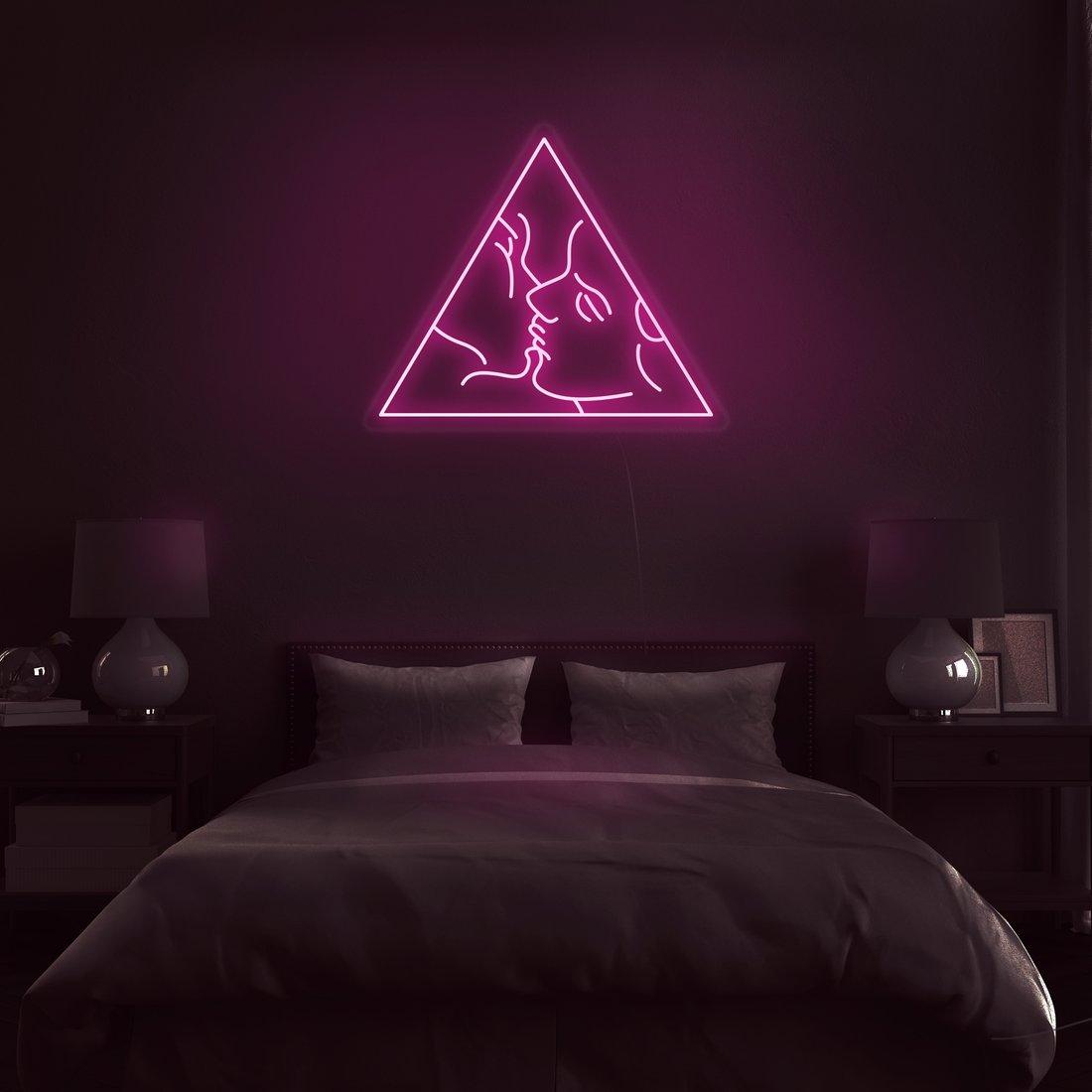 Modern Pink Acrylic 'Kiss' LED Neon Wall Sign for Bedroom Decor