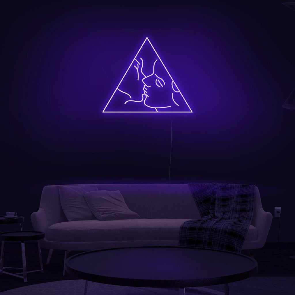 Modern Pink Acrylic 'Kiss' LED Neon Wall Sign for Bedroom Decor
