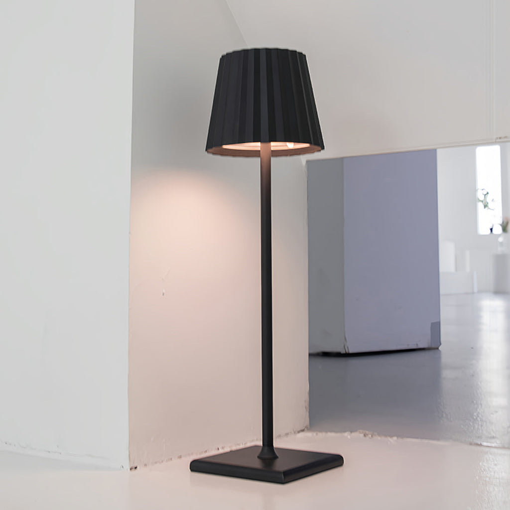 Contemporary Silver Metal Rechargeable Touch Cordless Table Lamp for Living Room