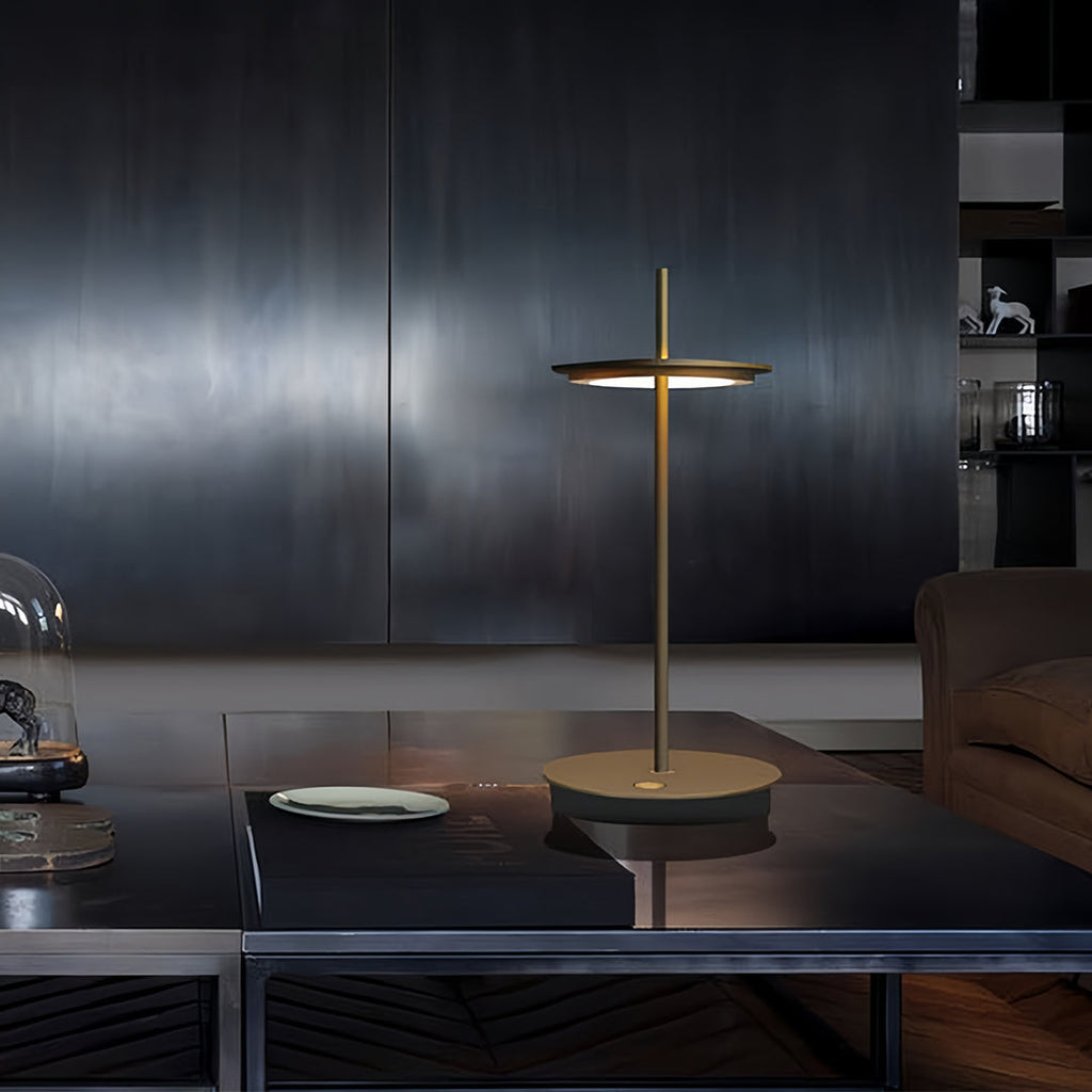 Portable Dimmable Metal Buffet Table Lamp in Modern Silver for Dining Room
