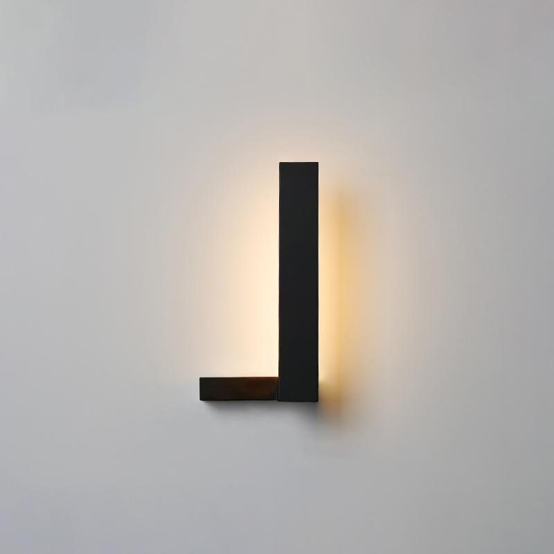 Contemporary Black Metal L-Shaped LED Wall Light for Living Room Decor