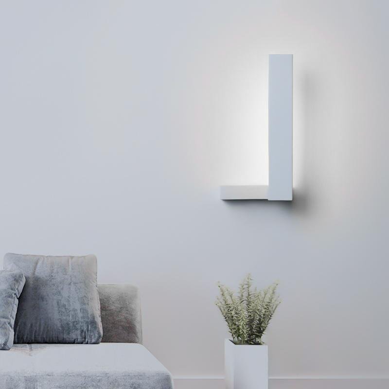 Contemporary Black Metal L-Shaped LED Wall Light for Living Room Decor
