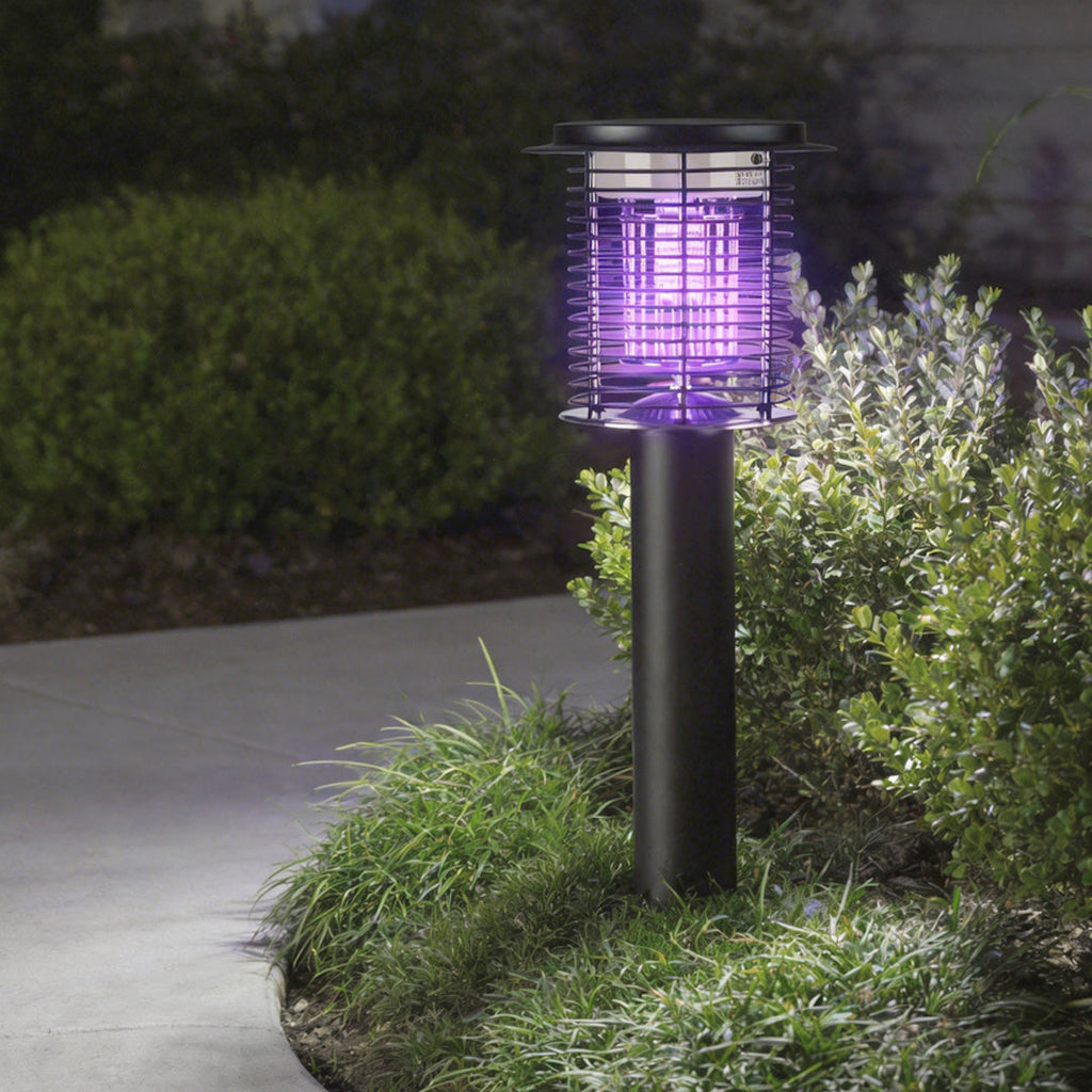 Modern Black Metal Solar Mosquito Zapper Light for Patio Garden Use