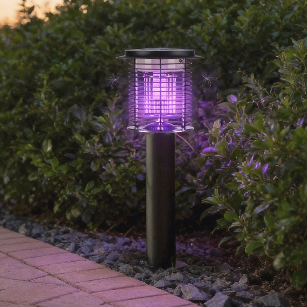 Modern Black Metal Solar Mosquito Zapper Light for Patio Garden Use