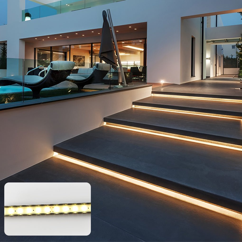 Sleek Black Aluminum LED Step Light Strip for Outdoor Walkways & Patios