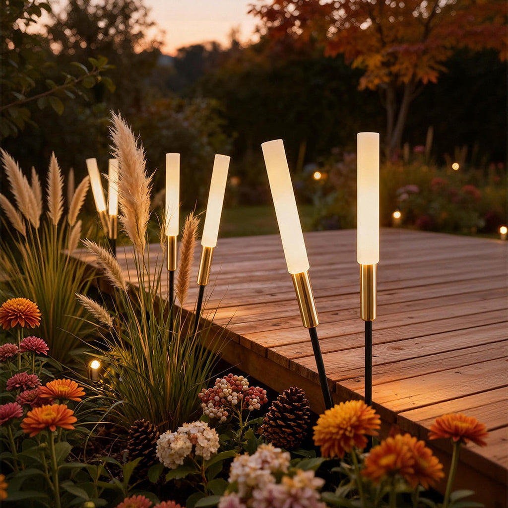 Modern Black Metal LED Landscape Light Spikes for Outdoor Lawn Illumination